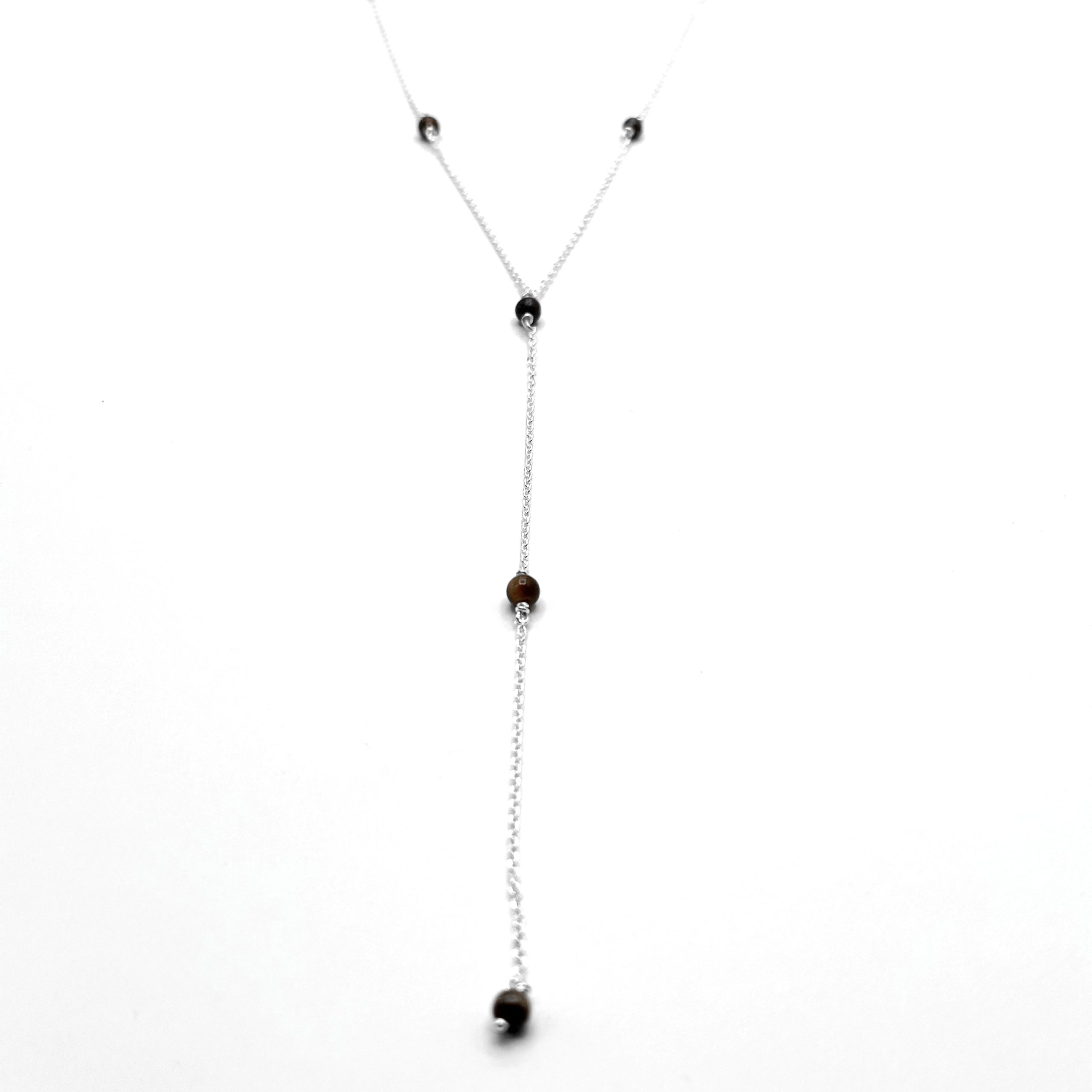 Collier Oeil de Tigre en Argent 925 - Long 55cm