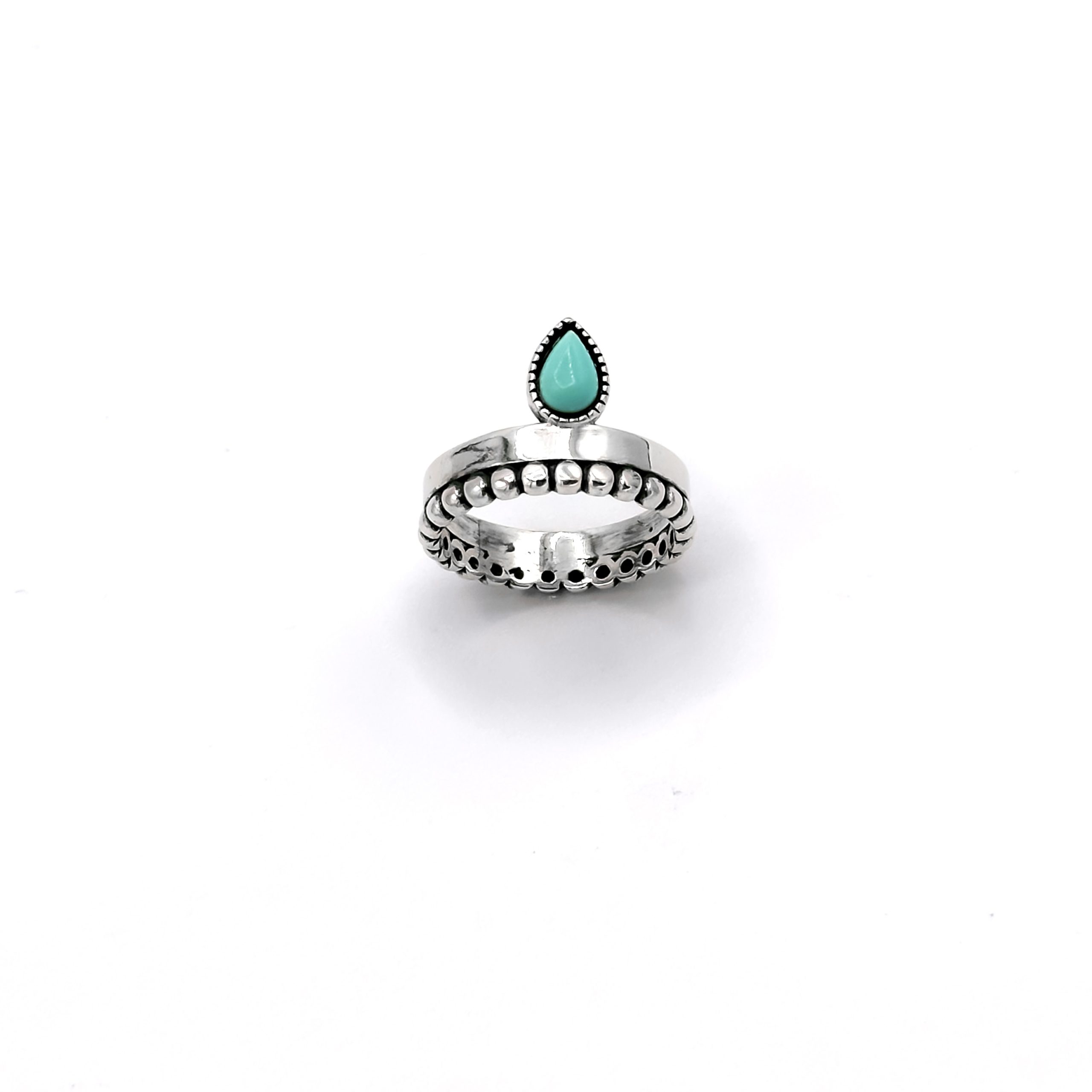 Bague Goutte Turquoise Reconstituée en Argent 925