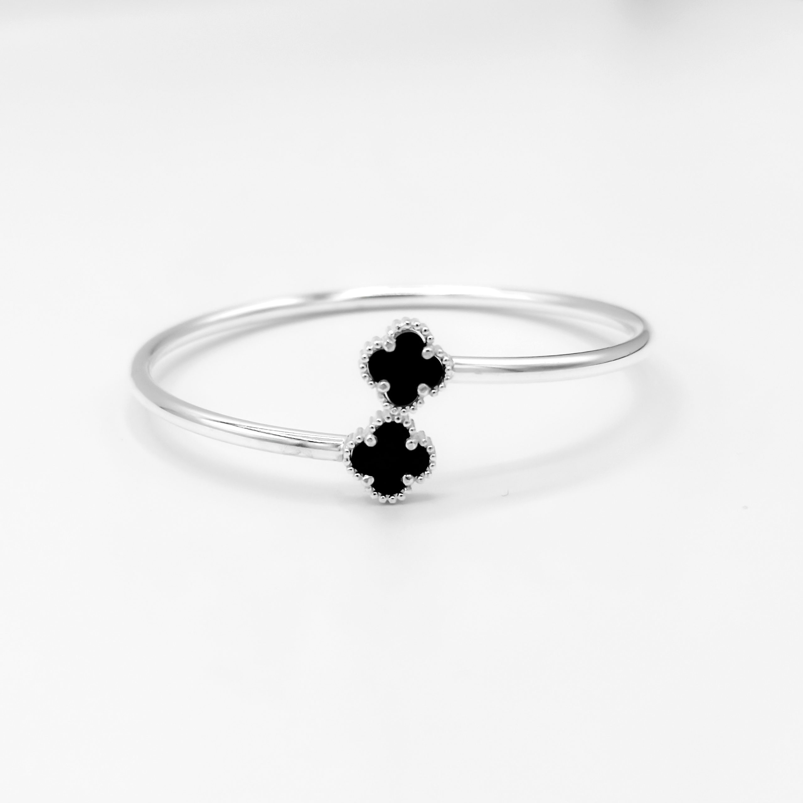 Bracelet Trèfles d'Onyx en argent 925