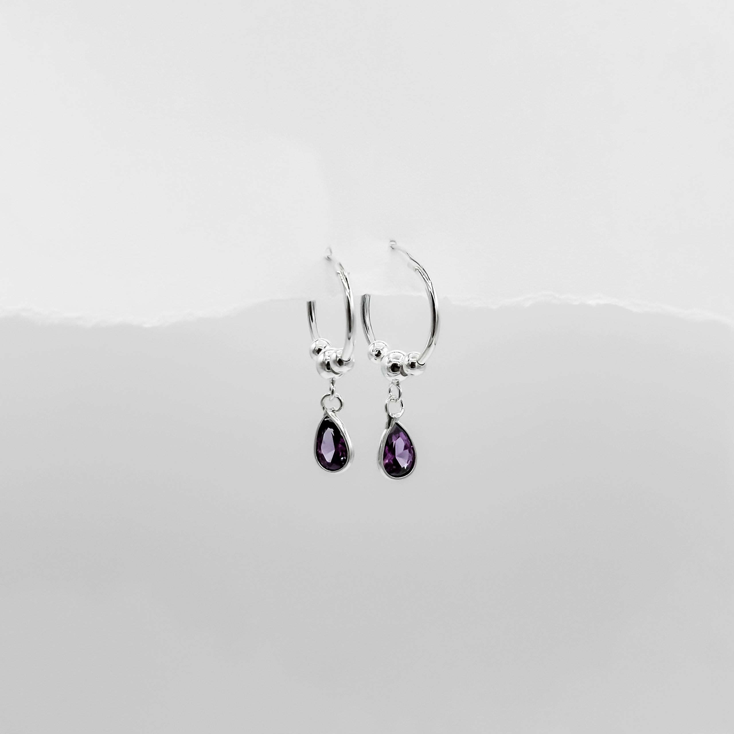 Boucles d'oreilles Zirconium Améthyste en argent 925